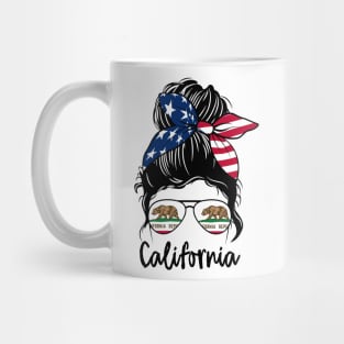 California girl Messy bun , American Girl , California Flag Mug